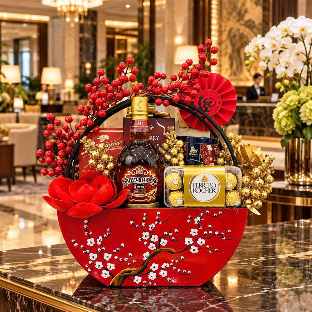 Giỏ quà Tết thiết kế riêng cho doanh nghiệp